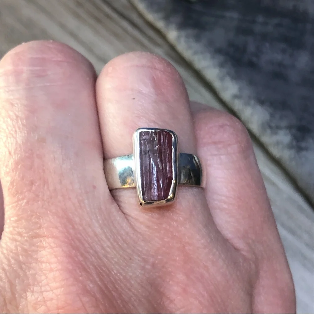 Raw Tourmaline Sterling Ring - Picture 10 of 11